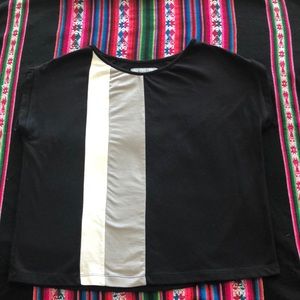 Black shirt sleeve shirt with grey/white stripe WS